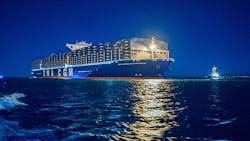 CMA CGM Benjamin Franklin39s 1306 feet length is comparable to the height of the 102story tall Empire State Building and its width matches that of an Olympicsized swimming pool according to port officials CMA CGM Benjamin Franklin39s 1306 feet length is comparable to the height of the 102story tall Empire State Building and its width matches that of an Olympicsized swimming pool according to port officials