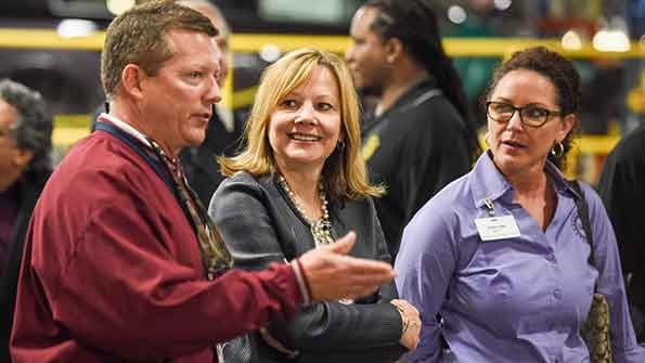 Barra center toured the GM Fairfax Assembly plant in Kansas City in May
