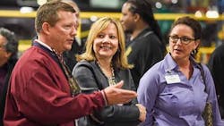 Barra center toured the GM Fairfax Assembly plant in Kansas City in May Barra center toured the GM Fairfax Assembly plant in Kansas City in May