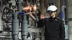 Intel CEO Brian Krzanich demonstrates the DAQRI smart helmet at CES 2016 Intel CEO Brian Krzanich demonstrates the DAQRI smart helmet at CES 2016