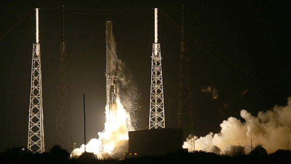 The SpaceX Falcon 9 rocket last September carrying a Dragon supply ship as it lifted off from the launch pad on a resupply mission to the International Space Station