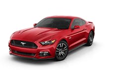 The seat fabric bolster for the 2015 Ford Mustang contains 54 percent recycled content from postconsumer and postindustrial recycled yarns The seat fabric bolster for the 2015 Ford Mustang contains 54 percent recycled content from postconsumer and postindustrial recycled yarns