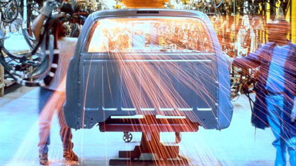 Chrysler workers inside the factory