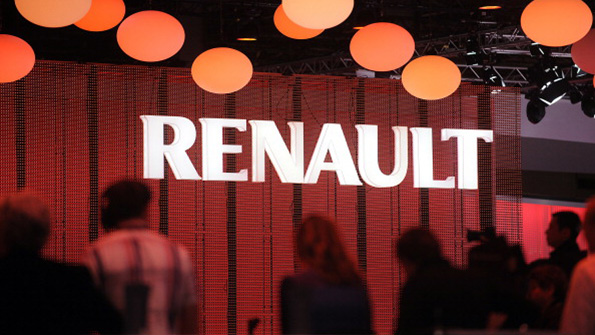 The Renault wordmark at the 2012 Paris Auto Show
