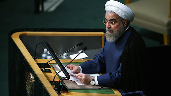 Iranian President Hassan Rouhani addressing the UN General Assembly last September