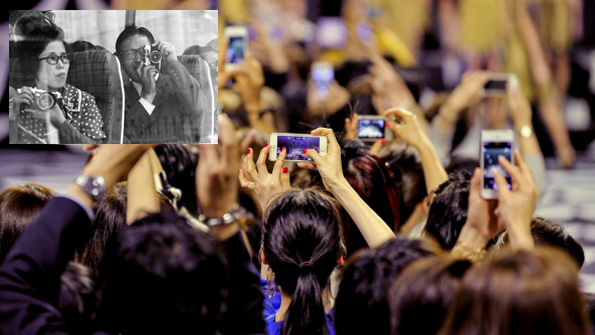 Audience members snap photos with smartphones at a recent Tokyo fashion show a far cry from what was needed to photograph memories just a few decades earlier The tech change has rocked Japanese camera giants