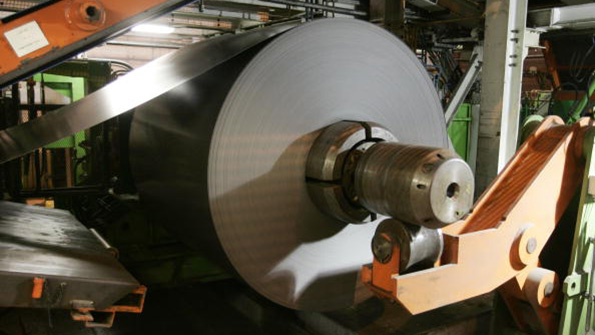 A roll of steel at a Belgium plant
