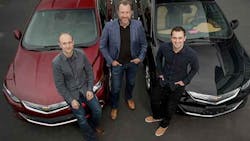General Motors President Dan Ammann center with Lyft Inc cofounders John Zimmer right and Logan Green left General Motors President Dan Ammann center with Lyft Inc cofounders John Zimmer right and Logan Green left
