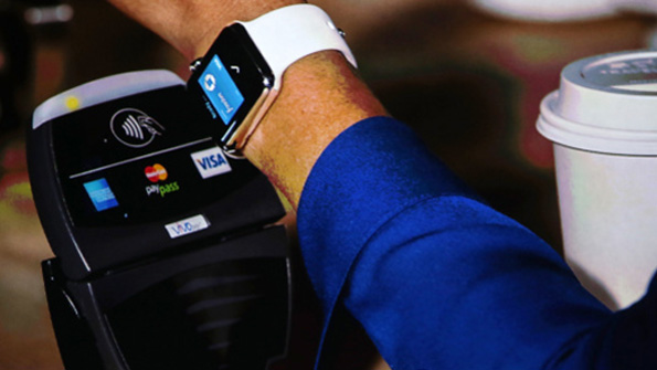 An Apple Watch using Apple Pay