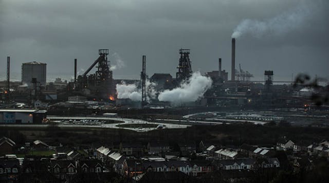 Steam rises from the blast furnaces at the Tata steel works in Port Talbot, Wales, U.K.