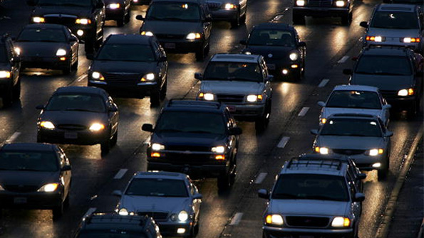 A highways of pretty dark headlights outside Washington DC