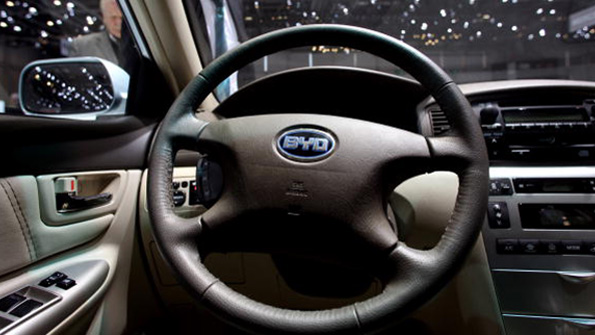 The interior of the BYD F3DM at the Geneva Auto Show