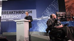 Yuri Milner and Stephen Hawking host press conference to announce Breakthrough Starshot, a new space exploration initiative, at One World Observatory on April 12, 2016 in New York City.
