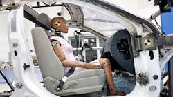 A crash test dummy at the Takata test facility in Auburn Hills Michigan A crash test dummy at the Takata test facility in Auburn Hills Michigan