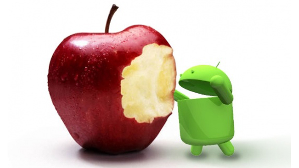 Android eats apple