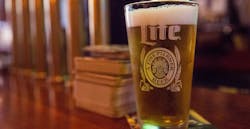 glass of Miller Lite beer glass of Miller Lite beer