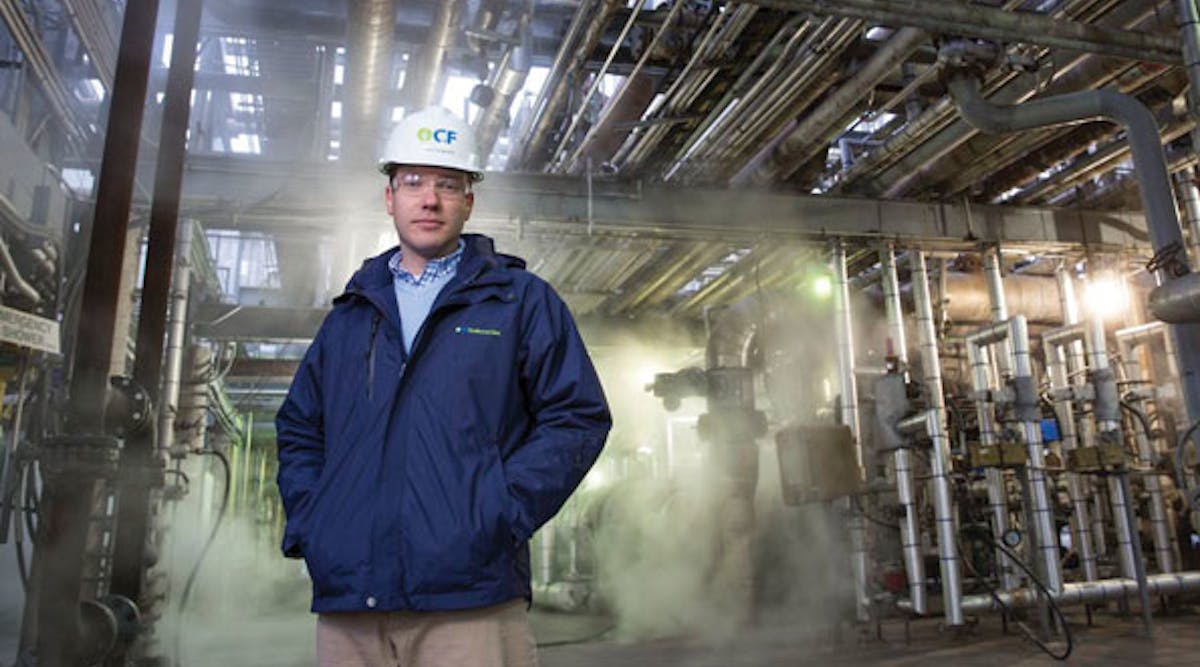 A senior process engineer is shown at CF Industries&apos; expansion project at its Port Neal Nitrogen Complex near Sioux City, Iowa. Photo:Ryan Heffernan