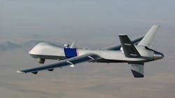 The Predator B unmanned aircraft produced by General Atomics can fly over 27 hours at speeds of 240 knots and operate up to 50000 feet The Predator B unmanned aircraft produced by General Atomics can fly over 27 hours at speeds of 240 knots and operate up to 50000 feet