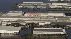 Honda factory is seen in an aerial view of the Rojuna Industrial district on November 14, 2011 in Ayutthaya, Thailand. Getty News/Paula Bronstein.