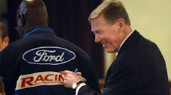 Former Ford CEO Alan Mulally greets shareholders at the Ford 59th Annual Meeting of Shareholders at the Hotel DuPont in Wilmington, Delaware, on May 8. (Photo by William Thomas Cain/Getty Images)