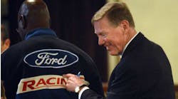 Former Ford CEO Alan Mulally greets shareholders at the Ford 59th Annual Meeting of Shareholders at the Hotel DuPont in Wilmington, Delaware, on May 8. (Photo by William Thomas Cain/Getty Images)