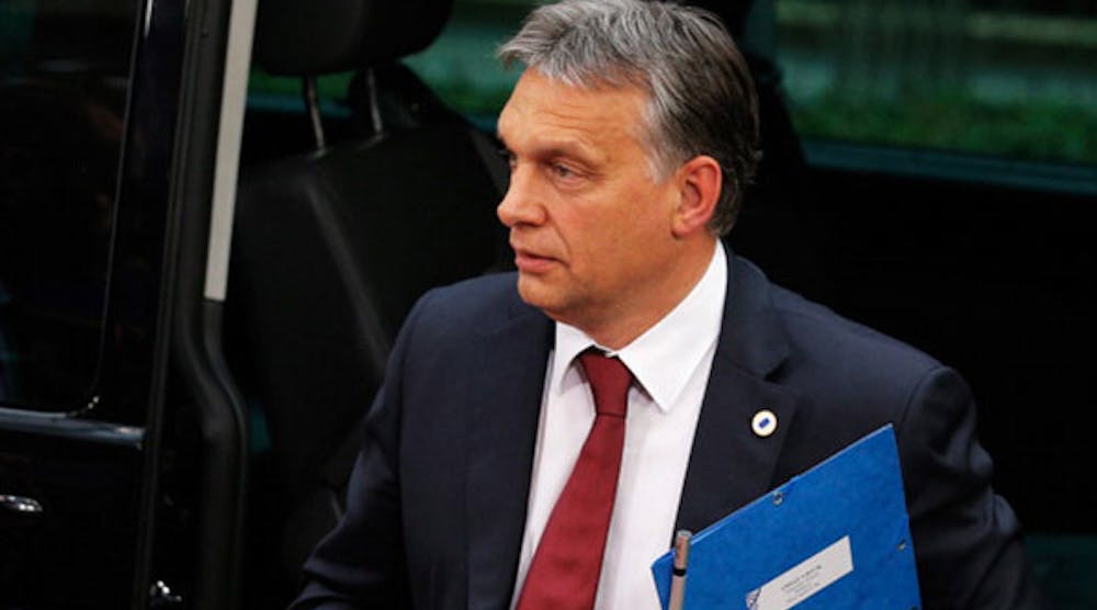 Viktor Orban, prime minister of Hungary, arrives at the Informal Dinner of Heads of State or Government on May 27 in Brussels. (Photo by Dean Mouhtaropoulos/Getty Images)