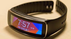 Sansung&apos;s Gear Fit wearable device.