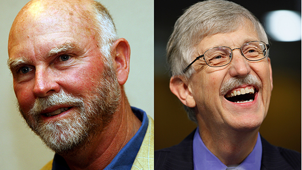 J Craig Venter and Francis Collins