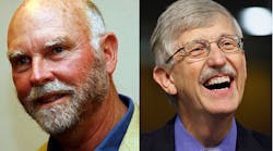 J. Craig Venter (left), president and chief scientific officer of Celera Genomics Corp.; Francis Collins (right) director of the National Human Genome Research Institute.