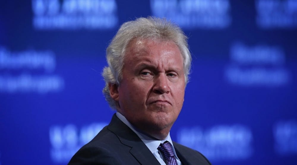GE CEO Jeff Immelt, shown here taking part in a US-Africa Business Forum in Washington in August, says GE is experiencing a mix of conditions in different markets, but its US business has clearly improved. &apos;The US is probably the best we have seen it since the financial crisis,&apos; he says. (Photo by Alex Wong/Getty Images)