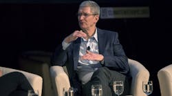 Apple CEO Tim Cook discusses the interaction between business and climate at a New York City Climate Week event in September. (Photo by Michael Graae/Getty Images)