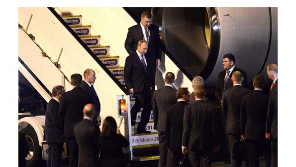 Russian President Vladimir Putin arrives at the G20 international airport on November 14 2014 in Brisbane Australia World leaders have gathered in Brisbane for the annual G20 Summit and are expected to discuss economic growth free trade and climate changeCopyright Bradley KanarisGetty Images
