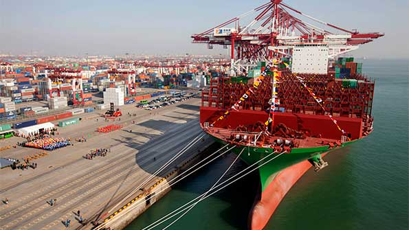 Worlds Largest Container Ship Leaves Shanghai for Europe