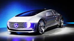 A Mercedes-Benz F 015 autonomous driving automobile is displayed at the Mercedes-Benz press event at the 2015 International CES in Las Vegas, Nevada.