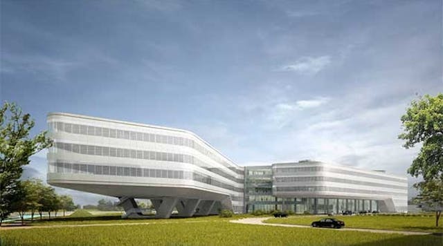 Artist&apos;s rendering of the new Johnson Controls headquarters building in Shanghai.