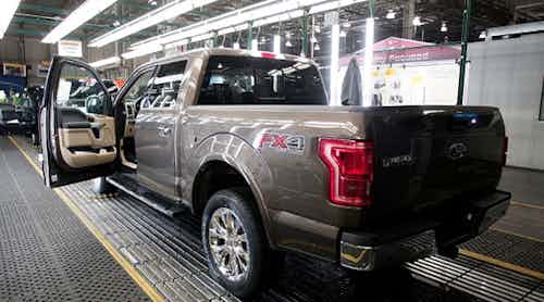 A 2015 Ford F-150 truck goes through the assembly line at the Ford Dearborn Truck Plant in Dearborn, Mich. Continued strong performance by the U.S. automotive industry is part of the reason manufacturing executives are increasingly confident about business in the year ahead. A 2015 Ford F-150 truck goes through the assembly line at the Ford Dearborn Truck Plant in Dearborn, Mich. Continued strong performance by the U.S. automotive industry is part of the reason manufacturing executives are increasingly confident about business in the year ahead.