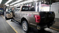 A 2015 Ford F-150 truck goes through the assembly line at the Ford Dearborn Truck Plant in Dearborn, Mich. Continued strong performance by the U.S. automotive industry is part of the reason manufacturing executives are increasingly confident about business in the year ahead.