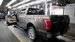 A 2015 Ford F150 truck goes through the assembly line at the Ford Dearborn Truck Plant in Dearborn Mich Continued strong performance by the US automotive industry is part of the reason manufacturing executives are increasingly confident about business in the year ahead A 2015 Ford F150 truck goes through the assembly line at the Ford Dearborn Truck Plant in Dearborn Mich Continued strong performance by the US automotive industry is part of the reason manufacturing executives are increasingly confident about business in the year ahead