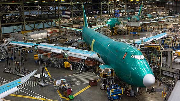A Boeing 7478 being built in the company39s Paine Field factory in Everett Washington