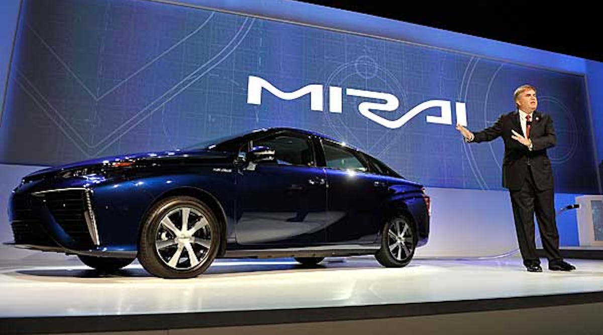 Toyota Automotive Operations SVP Bob Carter talks about the Toyota Mirai fuelcell automobile.