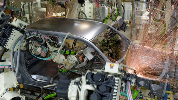 Toyotas manufacturing plants use robots and automation