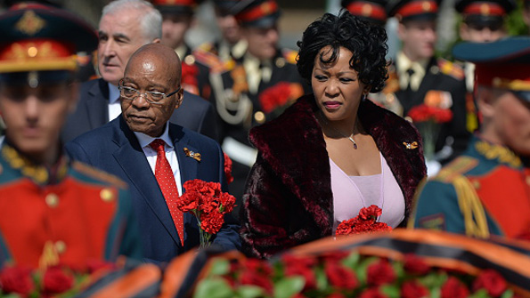 South African president Jacob Zuma and one of his four wives