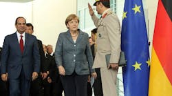 Egyptian President Abdel Fattah el-Sisi speaks during a news conference with German Chancellor Angela Merkel on June 3, 2015 in Berlin, Germany. The meeting between the two leaders was intended to increase economic and security cooperation between their two countries, which shared 4.4 billion euros ($4.8 billion) in bilateral trade in 2014.