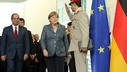 Egyptian President Abdel Fattah elSisi speaks during a news conference with German Chancellor Angela Merkel on June 3 2015 in Berlin Germany The meeting between the two leaders was intended to increase economic and security cooperation between their two countries which shared 44 billion euros 48 billion in bilateral trade in 2014 Egyptian President Abdel Fattah elSisi speaks during a news conference with German Chancellor Angela Merkel on June 3 2015 in Berlin Germany The meeting between the two leaders was intended to increase economic and security cooperation between their two countries which shared 44 billion euros 48 billion in bilateral trade in 2014