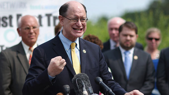 Congressman Brad Sherman at an antiFast Track Authority rally earlier this week