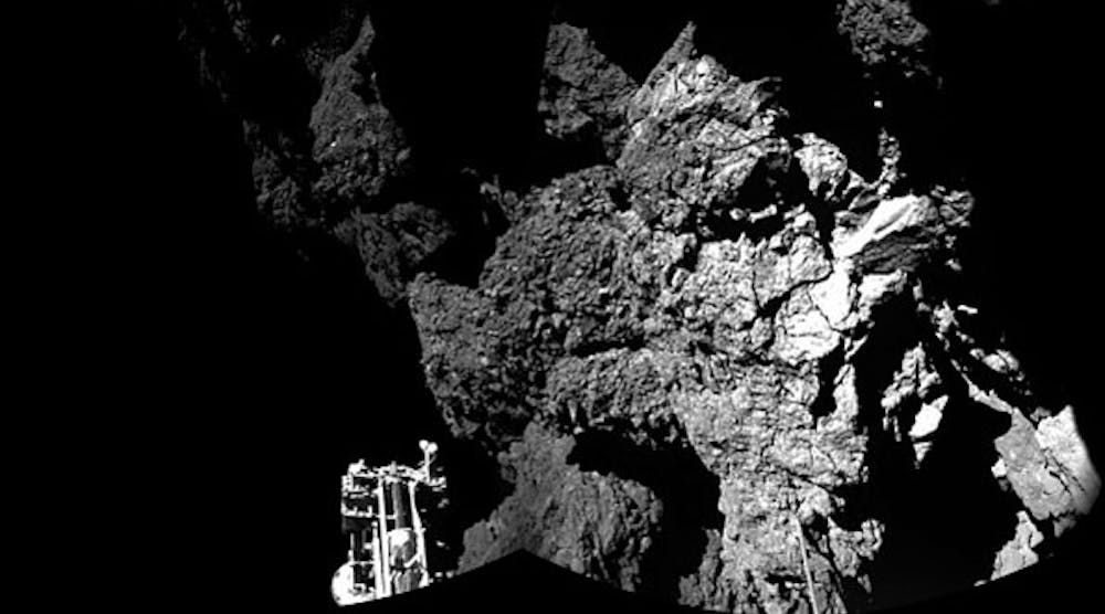 The comet&apos;s surface, as seen from the Philae lander.