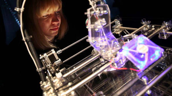 A 3D printer at work