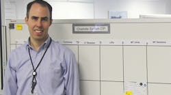 James Felsted, commercial plant manager at Bosch Rexroth&apos;s Charlotte, NC, plant captures ideas from its Shark Tank program on a System CIP board.