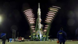 The Soyuz TMA16M spacecraft prepares for launch The Soyuz TMA16M spacecraft prepares for launch