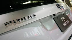 The rear bumper of a Toyota Prius The rear bumper of a Toyota Prius